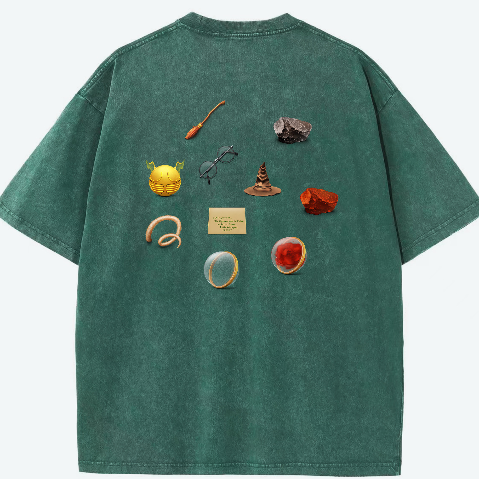 （画像用） Harry Potter ハリー・ポッターシリーズ 綿100% ヴィンテージ風 半袖Tシャツ（背面プリント）